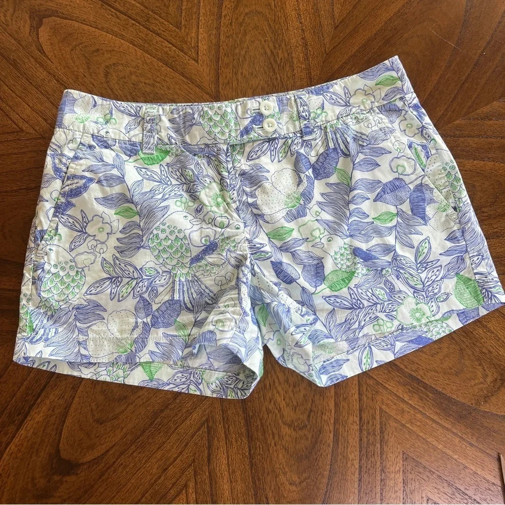 Vineyard Vines Size 0 Cordia Floral Dayboat Shorts Blue Green White Wintermint